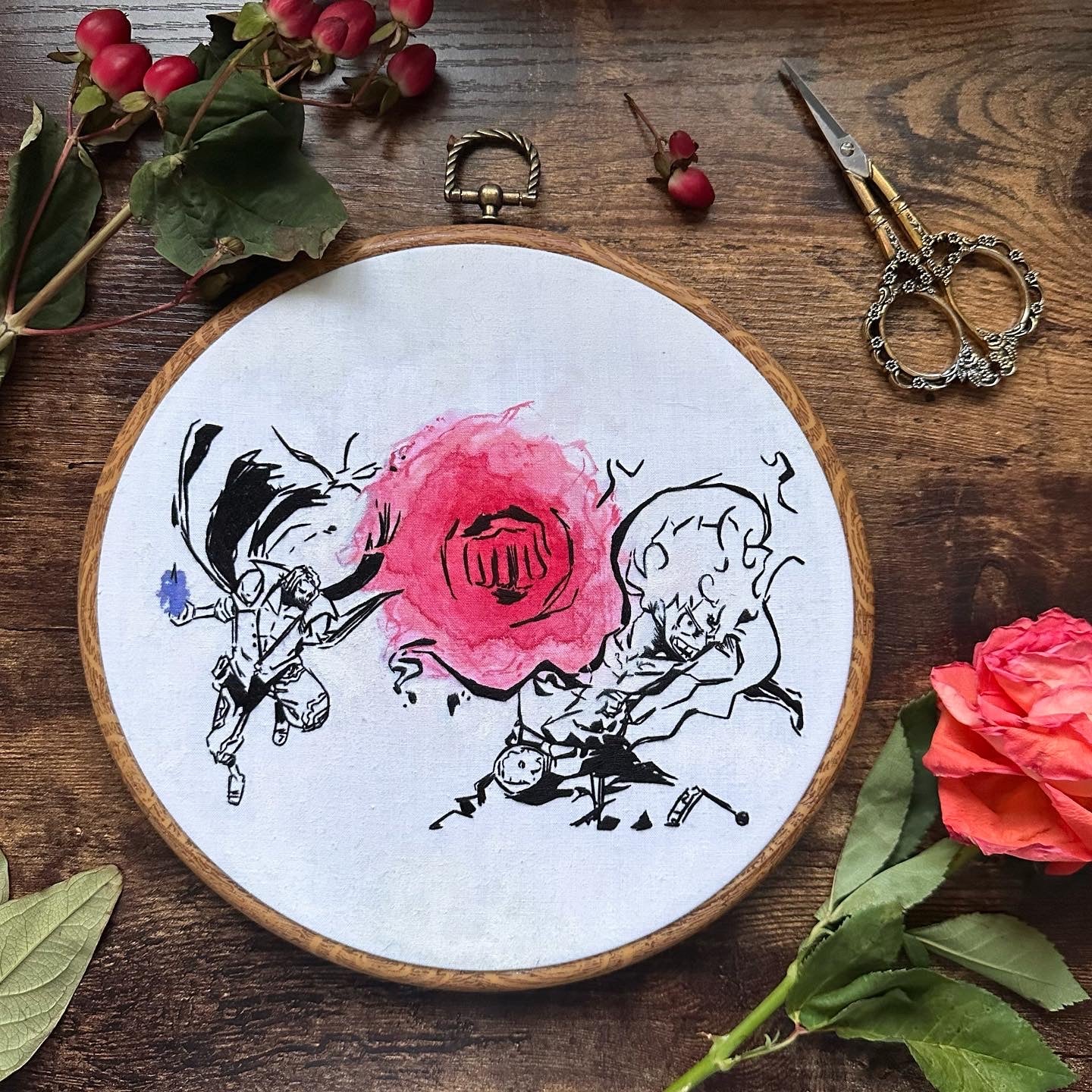 Luffy & Shanks 8" Embroidery Art